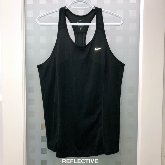 Nike Tops - NIKE DRI-FIT Reflective Mesh Back Vent Scoop Neck Tagless Athletic Tank Top NEW!